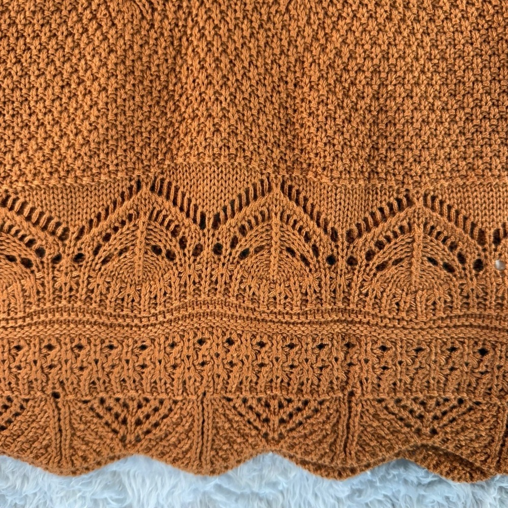 NWT Ultra Flirt Knit Festival Crop Top Small Brown Crochet Lace Coquette Y2K - Picture 4 of 11